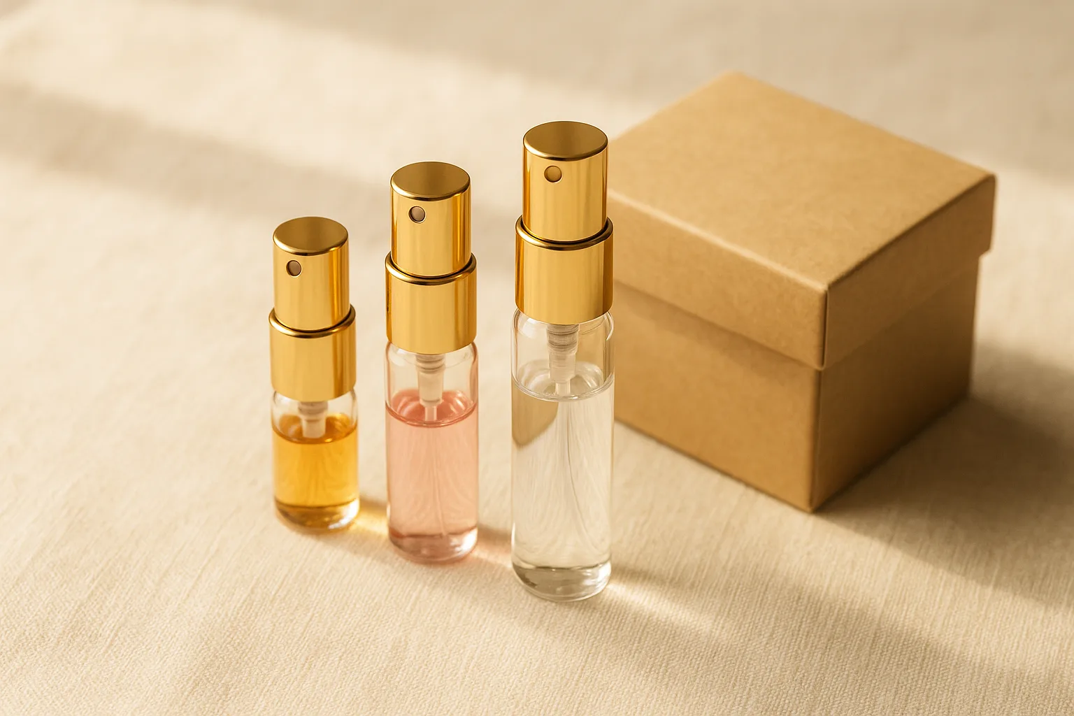 Decants de perfume de 5 y 10 ml con tapa dorada